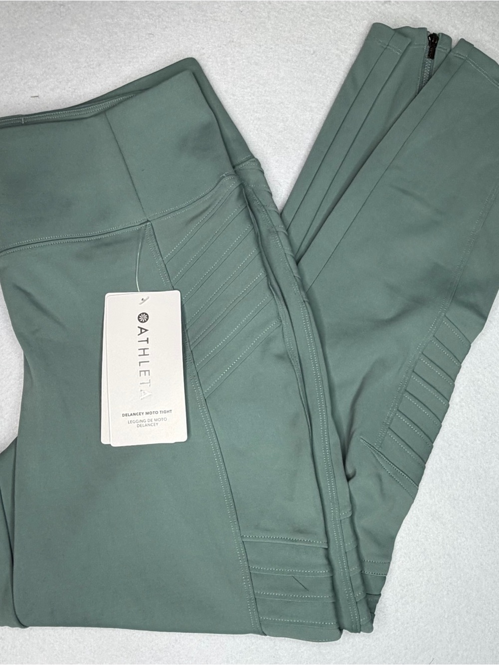 NWT Athleta Delancey Moto Tight Sage Green Leggings Size L